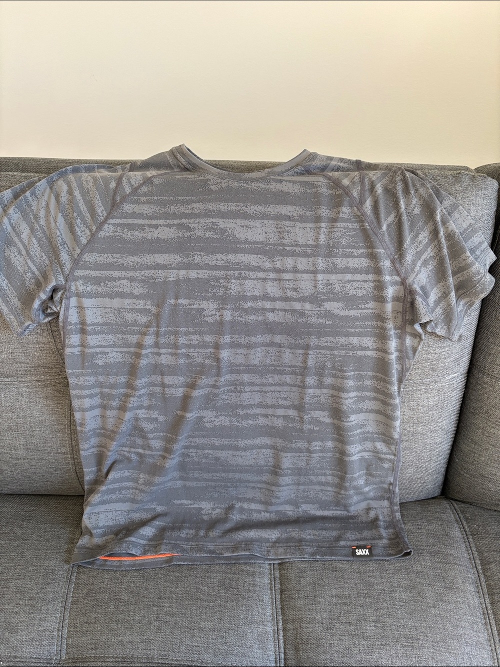 Saxx Gray Striped Short-Sleeve Athletic Tee